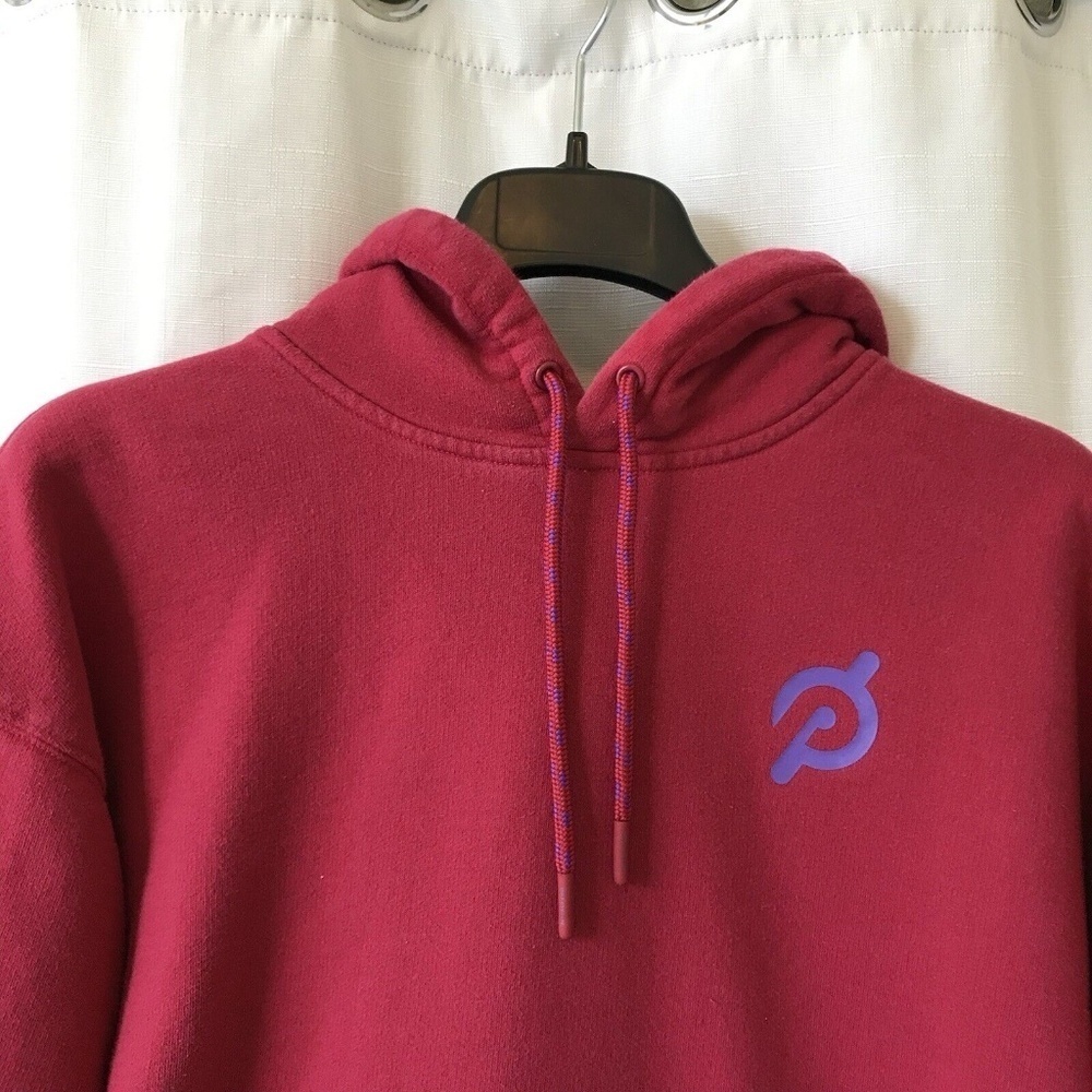 Peloton Womens Fuchsia Long Sleeve Drawstring Fleece Pullover Hoodie Size Small - Picture 3 of 15